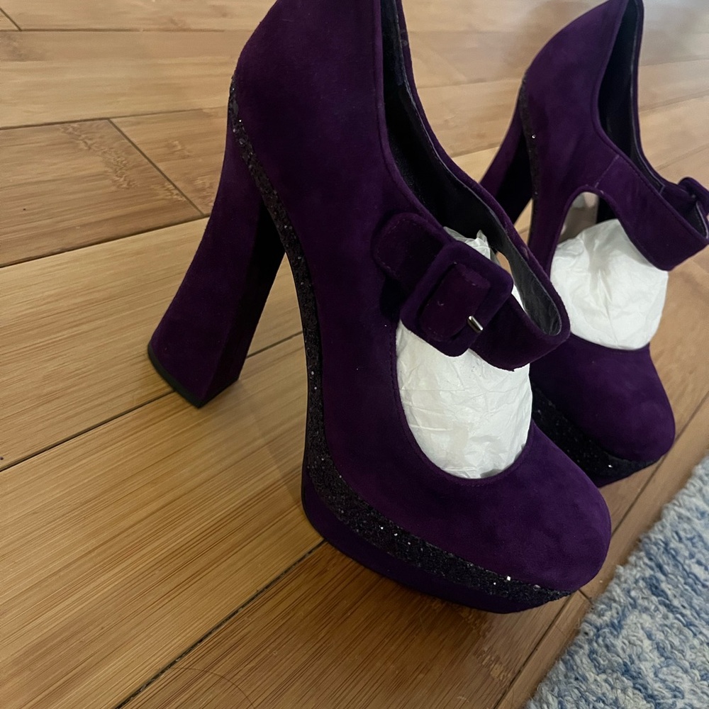 MIU MIU platform buckle purple heels - Picture 3 of 7